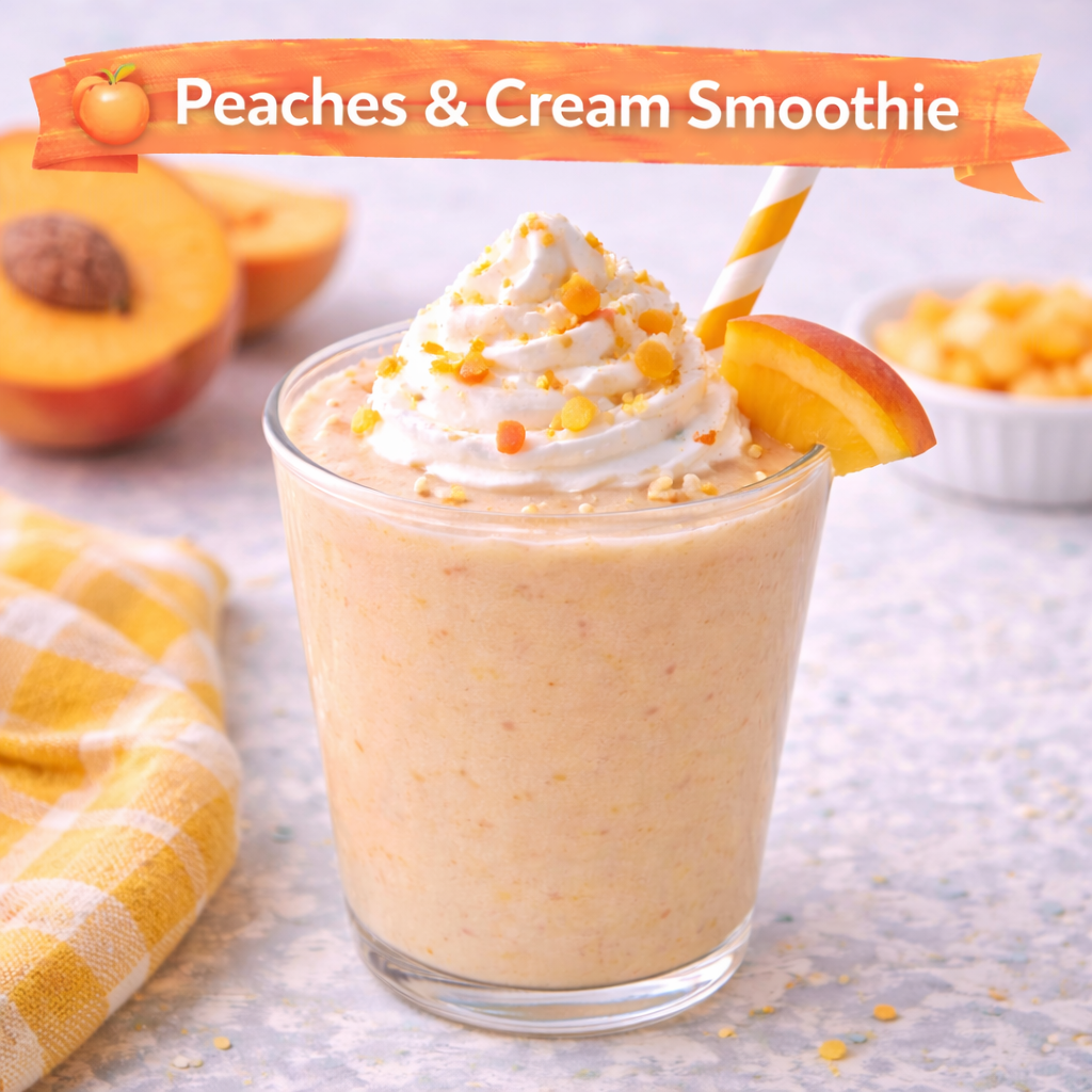 You are currently viewing <span style="color: red; font-weight: bold;">New! </span>🍑 Peaches & Cream Smoothie