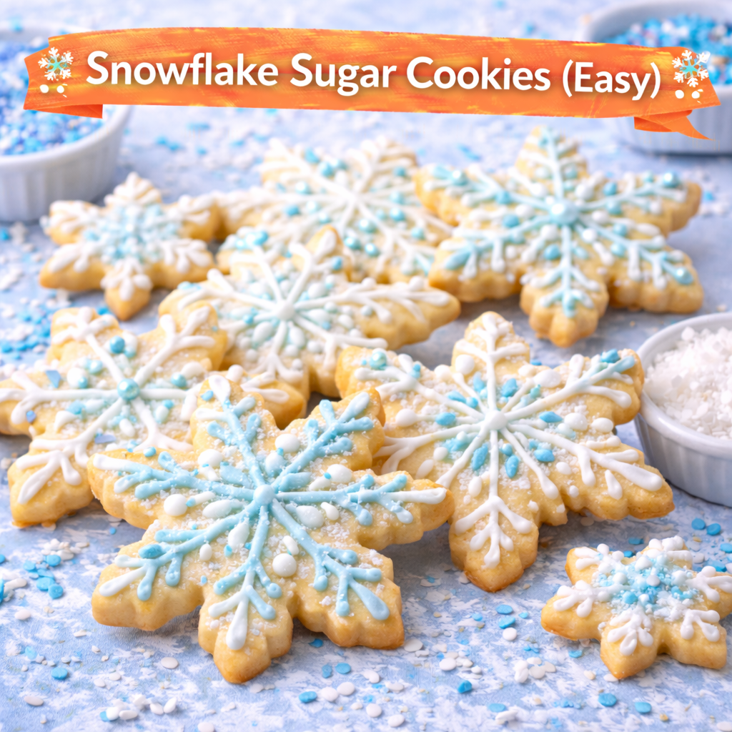 You are currently viewing <span style="color: red; font-weight: bold;">New! </span>❄ Snowflake Sugar Cookies (Easy)