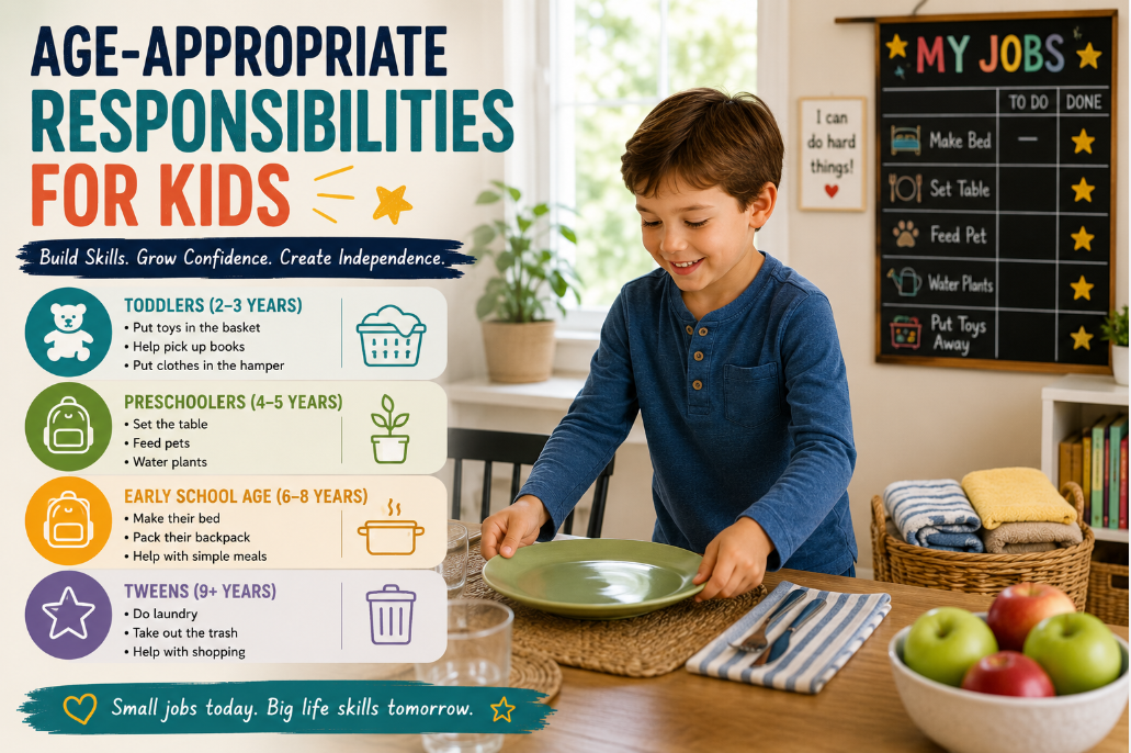 You are currently viewing <span style="color: red; font-weight: bold;">New! </span>Age-Appropriate Responsibilities for Kids
