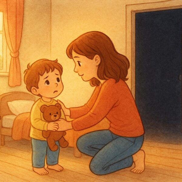 Parent helping a child overcome fear in a calm, supportive way